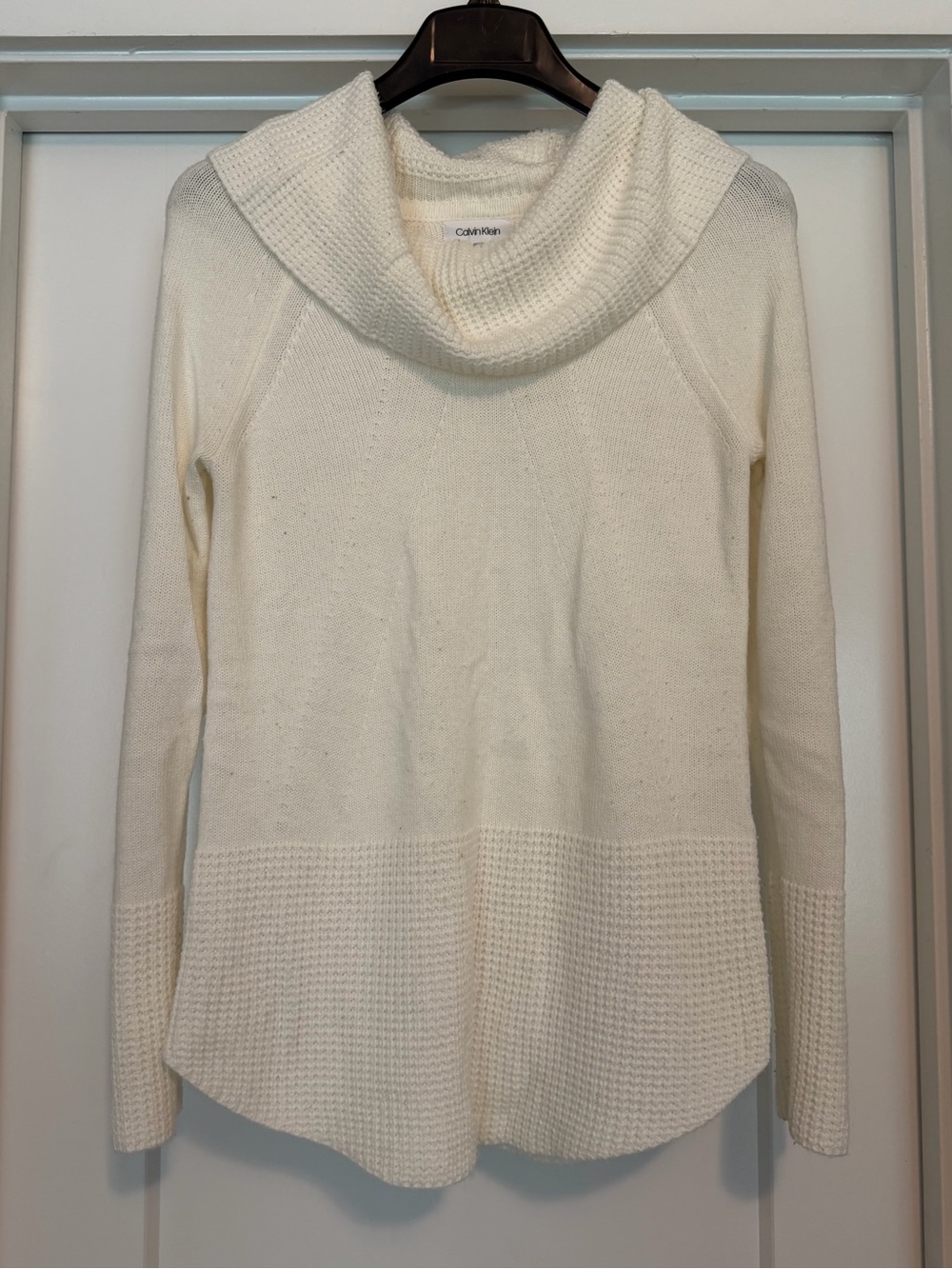 Calvin Klein Cream Cowl Neck Knit Sweater